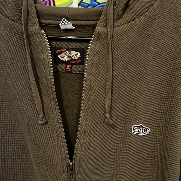 Vintage Vans Off The Wall Since 1966 army green Zip-Up Hoodie - Picture 2 of 4